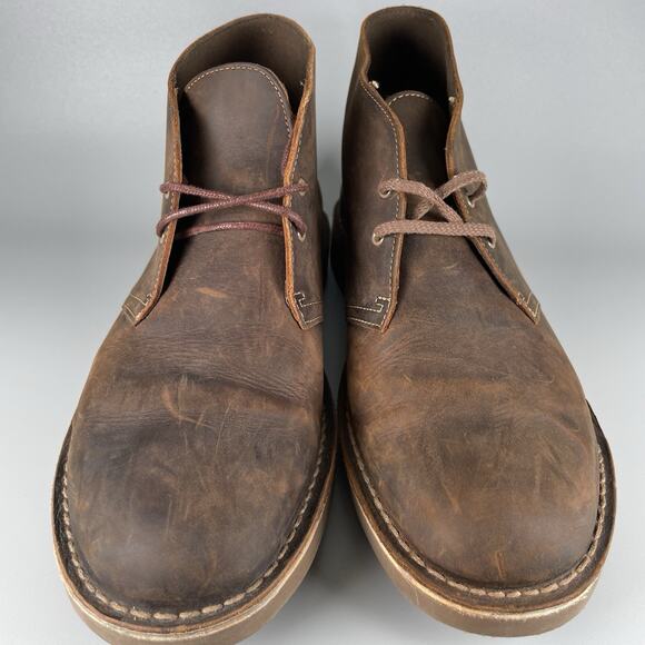 Clarks Bushacre Mens Size 11 Brown Leather Chukka Ankle Boots Lace Up Casual GUC - Picture 2 of 9